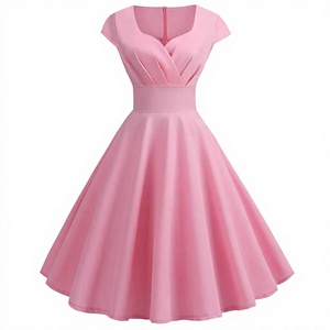 Solid Color <b>Vintage</b> A-Line Swing <b>Dress</b> Elegant 1950s Style Retro Evening <b>Cocktail</b> <b>Dress</b> - Product Image 1