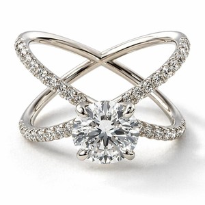 Anello a X per Donne, Anello Aperto Scintillante, Gioiello di Moda per Uso Quotidiano e Feste - Product Image 1