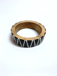 Brazalete ancho grueso de madera Natural hecho a mano étnico tallado flor declaración pulsera mujer Vintage joyería de madera - Product Image 3