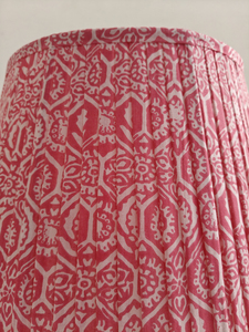 Handcrafted Industrial Pleated <b>Lampshade</b> Elegant <b>White</b> & Red Bohemian Pattern Unique Home Decor Accent for Bedroom Living Room - Product Image 2