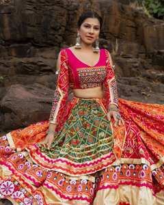 Classic Designer Butter Silk Lehenga Choli Set Digital Print With <b>Mirror</b> Work Beautiful Indian Women's Dupatta Traditional Style - Product Image 1