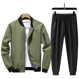 Alta calidad 100% poliéster peso pesado 280-300 GSM cremallera Sudadera con capucha pantalón Jogging chándal para hombres patrón sólido para invierno - Product Image 2