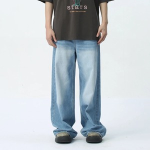 Primavera y otoño hombres y mujeres moda personalizada tubo recto inyección de tinta lavandería Jean pareja americana pantalones casuales Retro sueltos - Product Image 3