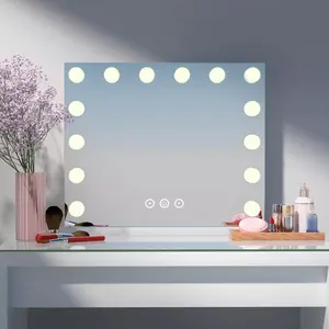 Stock in US! New Trending Hollywood Make-up Mirror 14 Light Bulbs Touch Switch Vanity Makeup Mirror For Lady Cosmetic Work