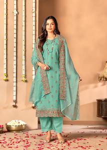 Hermosa moda última ropa ocasional buena calidad gasa de cristal con bordado Salwar traje proveedor indio para la venta - Product Image 4