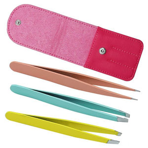 Pinzas para Cejas de Acero Inoxidable de Alta Calidad con Punta Inclinada, Marca Privada, Kit para Depilación - Product Image 4