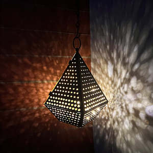 Best Sale Metal Dotted Textured <b>Black</b> Hanging And Table Candle <b>Lantern</b> For Wedding Favor Garden Home Use - Product Image 2
