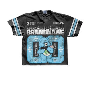 Lettre personnalisée logo streetwear sérigraphie lavage à l'acide rétro récolte t-shirt coton biologique t-shirts graphiques poids lourds - Product Image 1