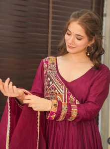 Traje y pantalón Anarkli de algodón indio con conjunto Dupta estilo Bollywood Verano Indio Ropa Étnica vestido Kurta de algodón rojo - Product Image 3