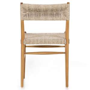 Silla de comedor moderna, respetuosa con el medio ambiente, marco de madera maciza de teca, respaldo de asiento torcido de ratán sintético tejido para apartamento, interior y exterior - Product Image 5