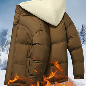 Veste matelassée chaude pour homme, veste d'hiver décontractée à fermeture éclair et capuche pour les activités de plein air, veste matelassée de qualité supérieure personnalisable - Product Image 4