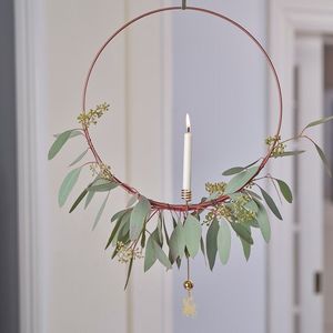Porte-bougie rond en forme de couronne de feuilles fait à la main, magnifique couronne de bougies suspendue pour Noël, décorations de fêtes et de festivals - Product Image 2