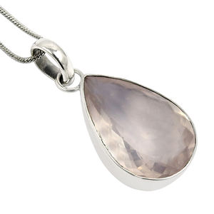 925 argent massif classique pendentif bijoux pour femmes 925 argent Sterling Rose Quartz pierre précieuse Boho Style fait main pendentif cadeaux - Product Image 1