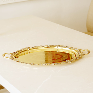 Plateau de service rectangulaire en acier inoxydable avec motif solide, finition polie, écologique, style américain pour les fêtes et les mariages - Product Image 5