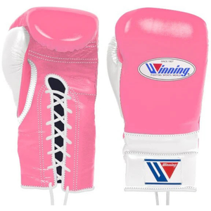 Winning <b>Lace</b> Up Boxing <b>Gloves</b> Pink White Genuine Leather Womens Boxing Training Sparring Fight <b>Gloves</b> Lightweight 8oz 10oz 12oz - Product Image 1