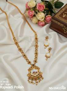 Alta demanda Rajwadi polaco 29 cm y 76 GM conjuntos de collar antiguo 29 cm y 76gm conjunto de joyería de mujer para venta de exportación - Product Image 3