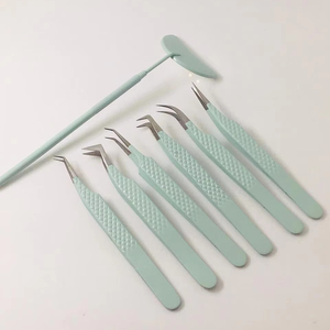 Gran oferta, juego de pinzas para pestañas de bebé, punta de fibra de acero inoxidable, agarre fino, espejo de pestañas duradero, Kit de extensión de pestañas de etiqueta privada - Product Image 1