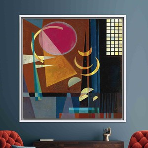Impression sur toile d'art moderne Kandinsky : décoration murale minimaliste élégante, toile encadrée blanche - Product Image 1