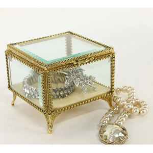 Newly Style Bevelled <b>Glass</b> and Brass Gold Jewelry <b>Box</b> Storage <b>Box</b> Indian Handmade Best Wholesale Price Wedding Gift Organize <b>Box</b> - Product Image 1
