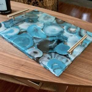 Bandeja de servicio de epoxi de resina hecha a mano de resina, elementos esenciales de cocina únicos para el hogar, restaurante, Hotel, servicio decorativo Tra - Product Image 5