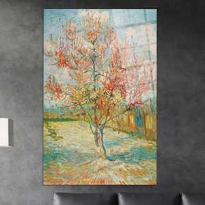 Van Gogh Inspired Blossoming Tree Canvas Art: Printed Impressionist Landscape,TEMPERED GLASS ART - Product Image 1