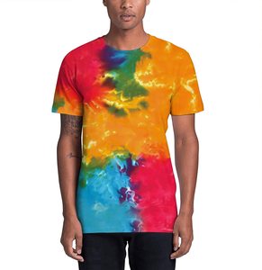 เสื้อยืดแขนสั้นมัดย้อมสำหรับฟิตเนส,พิมพ์ลายสไตล์ฮิปฮอปแบบลำลอง - Product Image 4