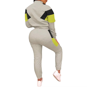 Survêtement en coton pour dames vente en gros 2025 ensemble de survêtements pour femmes logo personnalisé femmes survêtement couleur bloc femme costume - Product Image 6