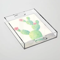 Plateau de rangement transparent plateau acrylique empilable avec insert en papier personnalisé pour la maison Restaurant Bar hôtel mariage