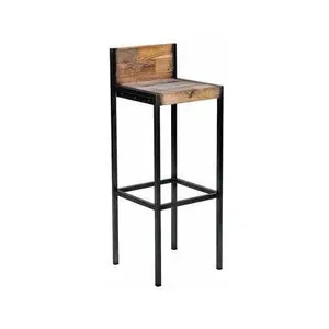 Hot Sale Modern Powder Coat Eisen Metall kombiniert mit dem Holz Leder Stoff Industrial Home Design Swivle Bar Chair Hocker