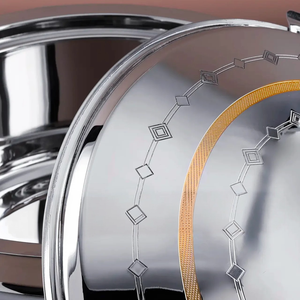 Marmite en acier inoxydable à finition argentée, isolée, durable, antiadhésive, avec couvercle gravé, bol de service pour la cuisine, la salle à manger, l'hôtel, le restaurant - Product Image 3