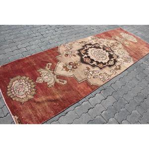 Turkish 3.3x10.2 ft Rug, <b>Runner</b> Vintage Rug, <b>Red</b> Striped Wool Rug - Product Image 3