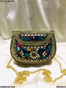 Designer Handmade Metal Mosaic Ladies <b>Clutch</b> <b>Bag</b> Resin Handmade Metal Purse <b>Pearl</b> Stone Pattern Fashion Evening/Wedding Party - Product Image 6