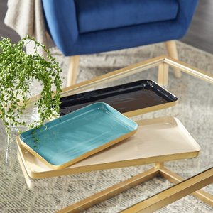 AK ถาดทองเหลืองสีเขียวทะเลตกแต่งทันสมัยพร้อมที่จับดาวปลาถาดเสิร์ฟสำหรับร้านอาหารทะเลคาเฟ่โรงแรม - Product Image 2