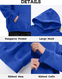 Men's Basic Oversized Cotton Pullover Hoodie Winter Streetwear <b>Thick</b> <b>Fleece</b> Sweatshirt with Drop Shoulder Soft Fit Solid Pattern - Product Image 5