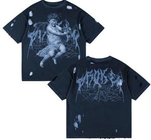 Camiseta de marca personalizada ropa de peso pesado hombres serigrafía corte y coser camiseta de lujo 250 Gsm Raw Hem Boxy recortada camisetas - Product Image 3