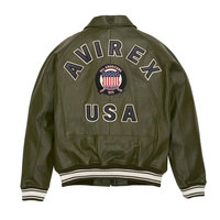 Veste en cuir Avirex de qualité supérieure pour homme avec col montant, logo sur le devant, respirante, coupe-vent, décontractée pour l'hiver, couleurs et tailles personnalisées