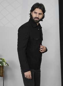 เสื้อโค้ทกำมะหยี่สีดำแบบกระดุมสองแถวสำหรับผู้ชาย ขายดีที่สุด ผลิตจากผ้าเนื้อนุ่มคุณภาพพรีเมียม มีจำหน่ายในราคาที่ดีที่สุดในตลาด - Product Image 3