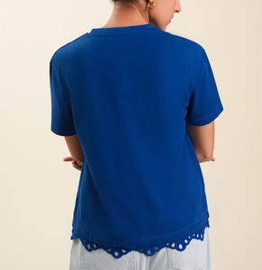 Camiseta de Verano al por Mayor de Alta Calidad con Logotipo Personalizado, Informal, de Manga Corta, 100% Algodón, Holgada, a Rayas, Transpirable y de Secado Rápido para Mujer - Product Image 3