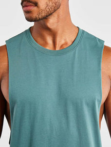 Camisetas sin mangas de gimnasio de algodón 100% de alta calidad para hombre, diseño de cuello redondo de secado rápido, ropa deportiva transpirable, camiseta sin mangas de Color de tamaño personalizable - Product Image 4