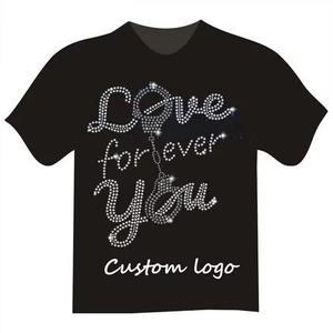 Réflexion personnalisée 240 g/m² t-shirt unisexe T-shirt avec strass pour hommes T-shirt surdimensionné vierge en coton épais pour hommes - Product Image 3