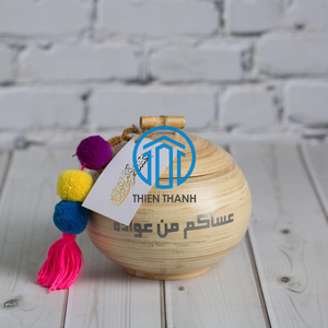 Tarro decorativo de bambú hecho a mano con borlas coloridas caligrafía árabe Ramadán Eid Gergean caja de regalo para dátiles nueces - Product Image 1