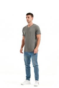 T-shirts vierges faits sur commande de coton de col en V avec doux et durable pour stigmatiser la mode et les ordres faits sur commande - Product Image 5