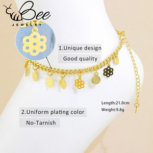 Chaînes de cheville tendance plaquées or 21 carats, élégantes et vintage, pour femmes, idéales pour mariages et occasions spéciales - Product Image 6