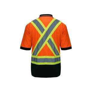 Polo haute visibilité pour vêtements de travail de construction avec bande réfléchissante à manches courtes personnalisé avec votre propre logo - Product Image 4