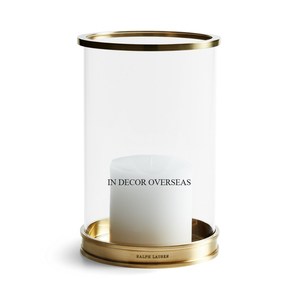 High Grade Gold Plated Superior Quality Metal Base And Clear Glass Made Unique Designer Hurricane Candle Holder From India - Product Image 5