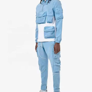 Conjunto Deportivo de Moda para Hombre, Chaqueta Cortavientos y Pantalones Cargo de Nailon, Ligero, Talla Grande, 2 Piezas - Product Image 3