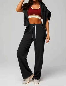 Women Soft Fleece Straight Flat Front Sweatpants Stretchy Regular Fit Comfortable Warm Casual Lounge Mid Waist Winter Wear <b>Lace</b> - Product Image 5