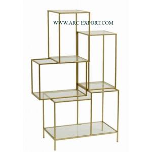 Finest Quality Metal and Glass 4 Tier Furniture Storage Shelves Trending New Arrival Large Size Metallic Unique Designing <b>Racks</b> - Product Image 4
