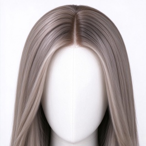 Long Straight Silver Gray <b>Synthetic</b> Fiber Wig for Women Fashion Natural Look Adjustable Cap Daily Wear Party Cosplay - Product Image 3