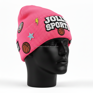 <b>Pink</b> Women Winter Beanie Cap 280 GSM High Quality Rib Knit <b>Fabric</b> Soft Warm Custom Embroidery Badges Logo Jacquard Beanies Cap - Product Image 3